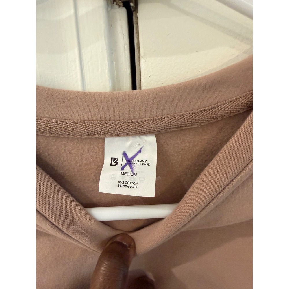 Buffbunny Collection Mauve Pink Cropped Sweatshirt Fleece Pullover Medium - Picture 3 of 5